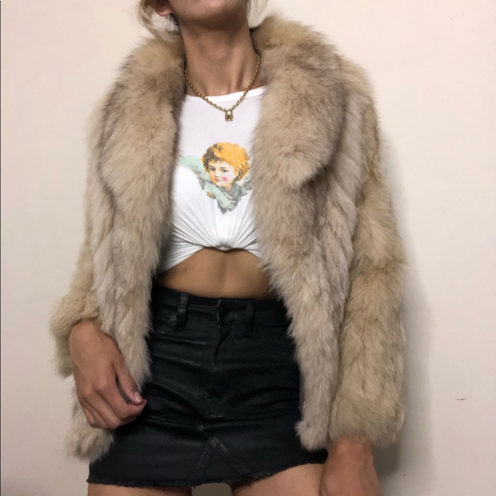 Vintage 90s Saint Laurent fox fur coat